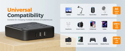 TESSAN Flat Plug Power Strip