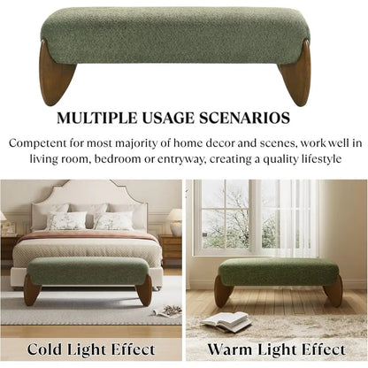 Scalloped-Leg Upholstered Bench