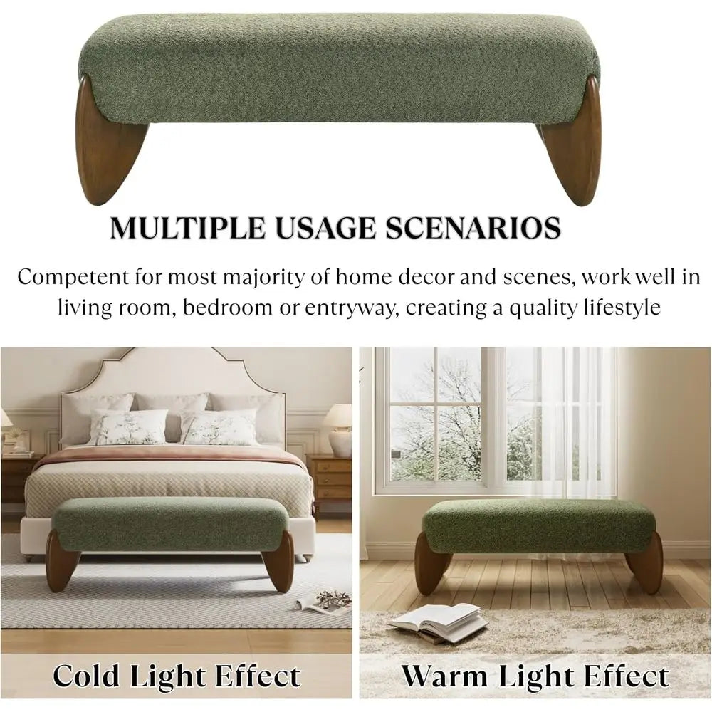 Scalloped-Leg Upholstered Bench
