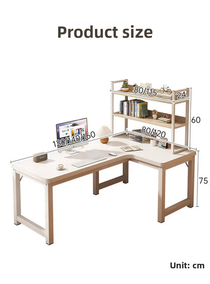 L-Shaped Computer Desk with Storage Shelf