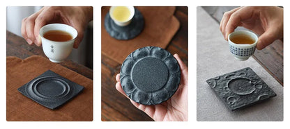 Hand-Carved Basalt Coaster