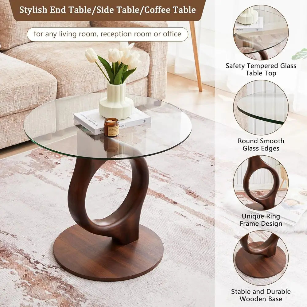 Rosemere Round Glass End Table