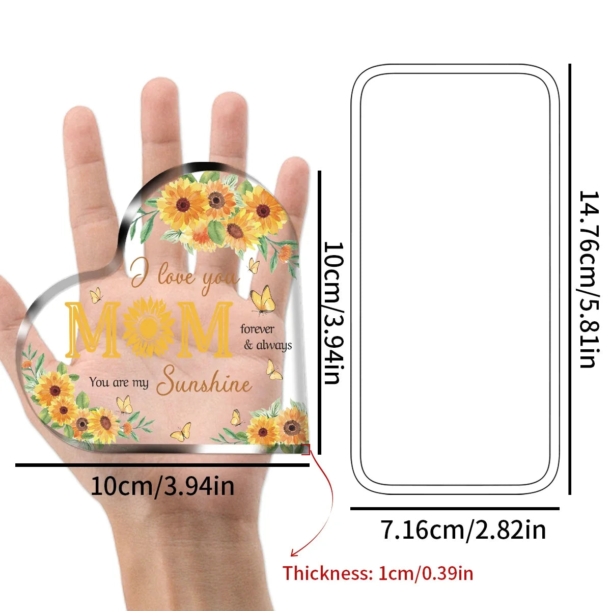 Transparent Acrylic Heart Keepsake Plaque