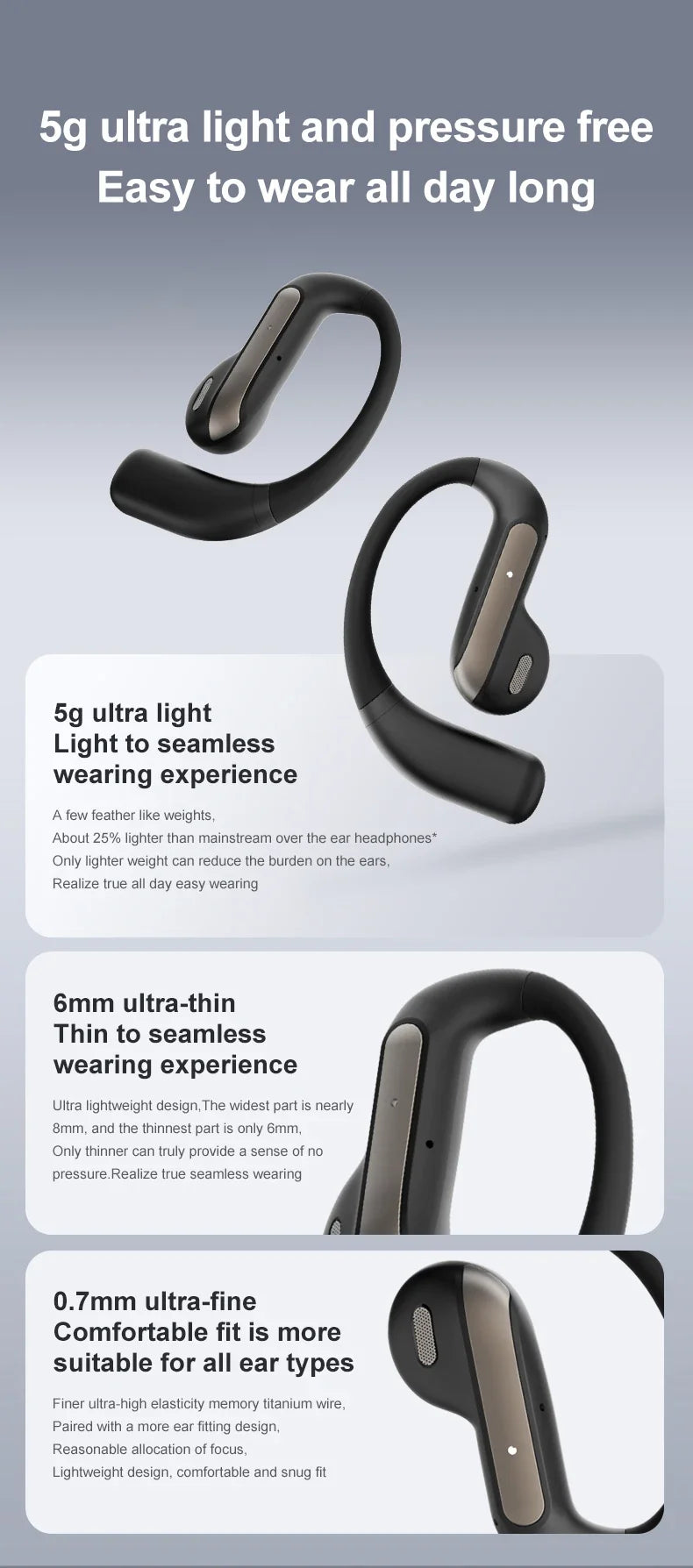 Sport Earbuds with Translation, Ear-Hook