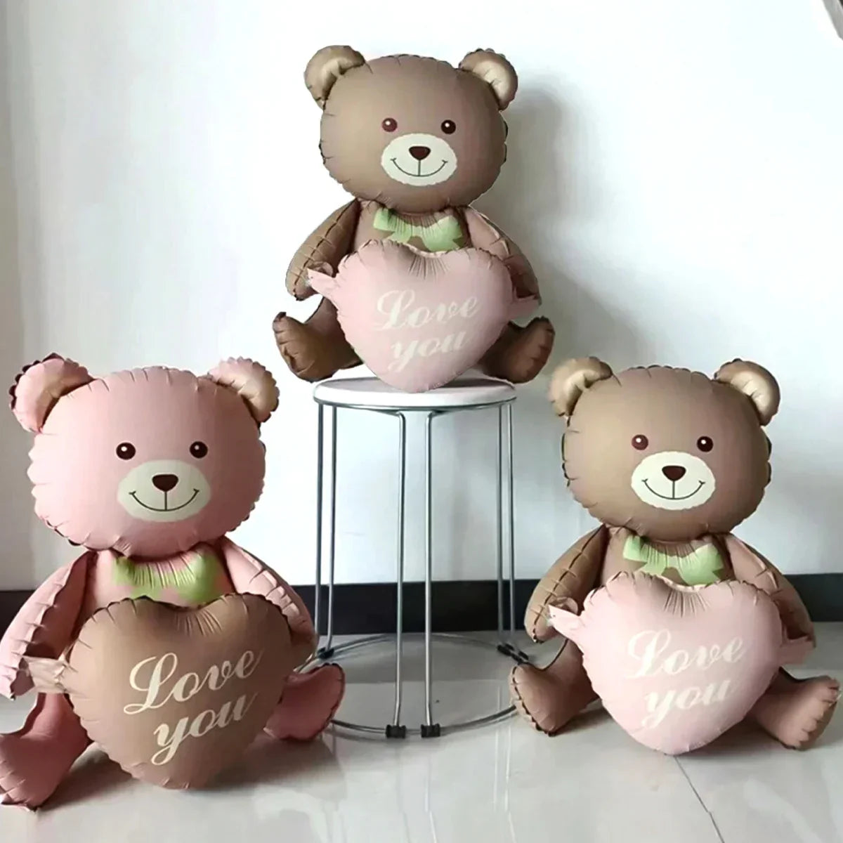 3D Heart Bear Foil Balloon - Party Decor