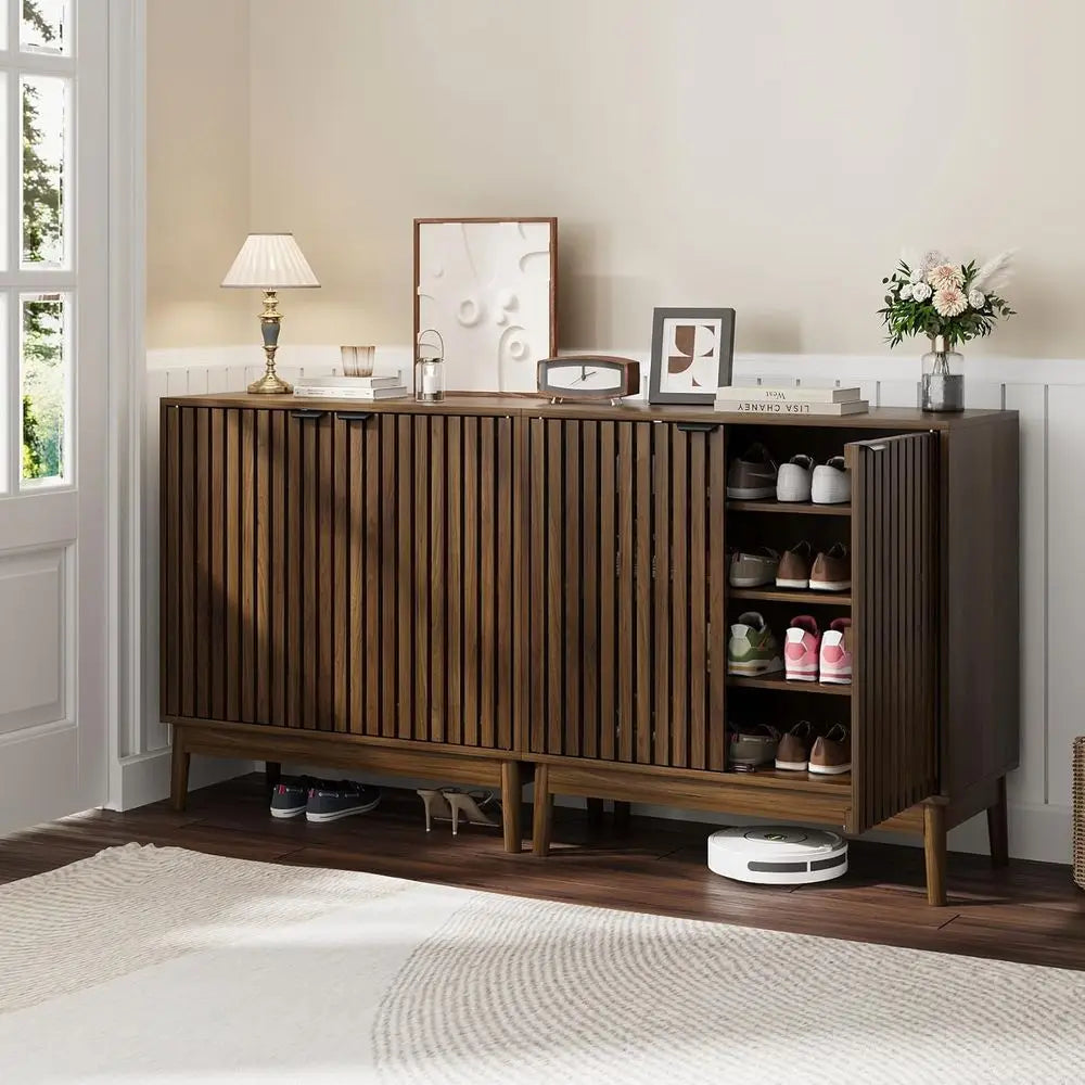 Ventilated Walnut Shoe Cabinet