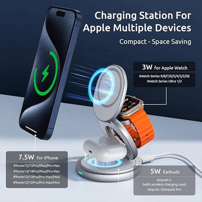 3-in-1 Rotating Magnetic Charger Stand