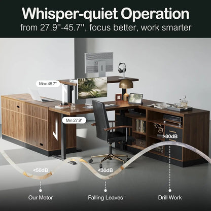 Premium L-Shaped Electric Standing Desk with Integrated Storage & Power Hub