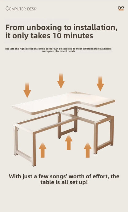 L-Shaped Computer Desk with Storage Shelf