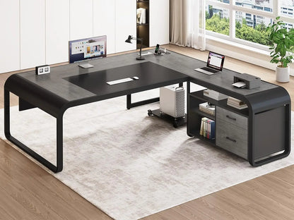 Nova L-Shaped Executive Desk with Storage & Charging Station