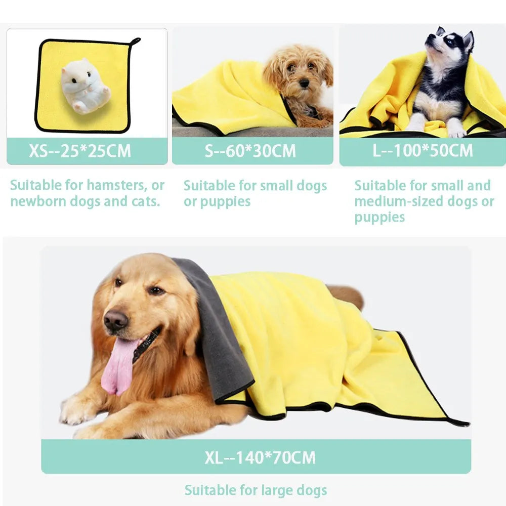 Quick-Dry Absorbent Pet Towels for Dogs & Cats