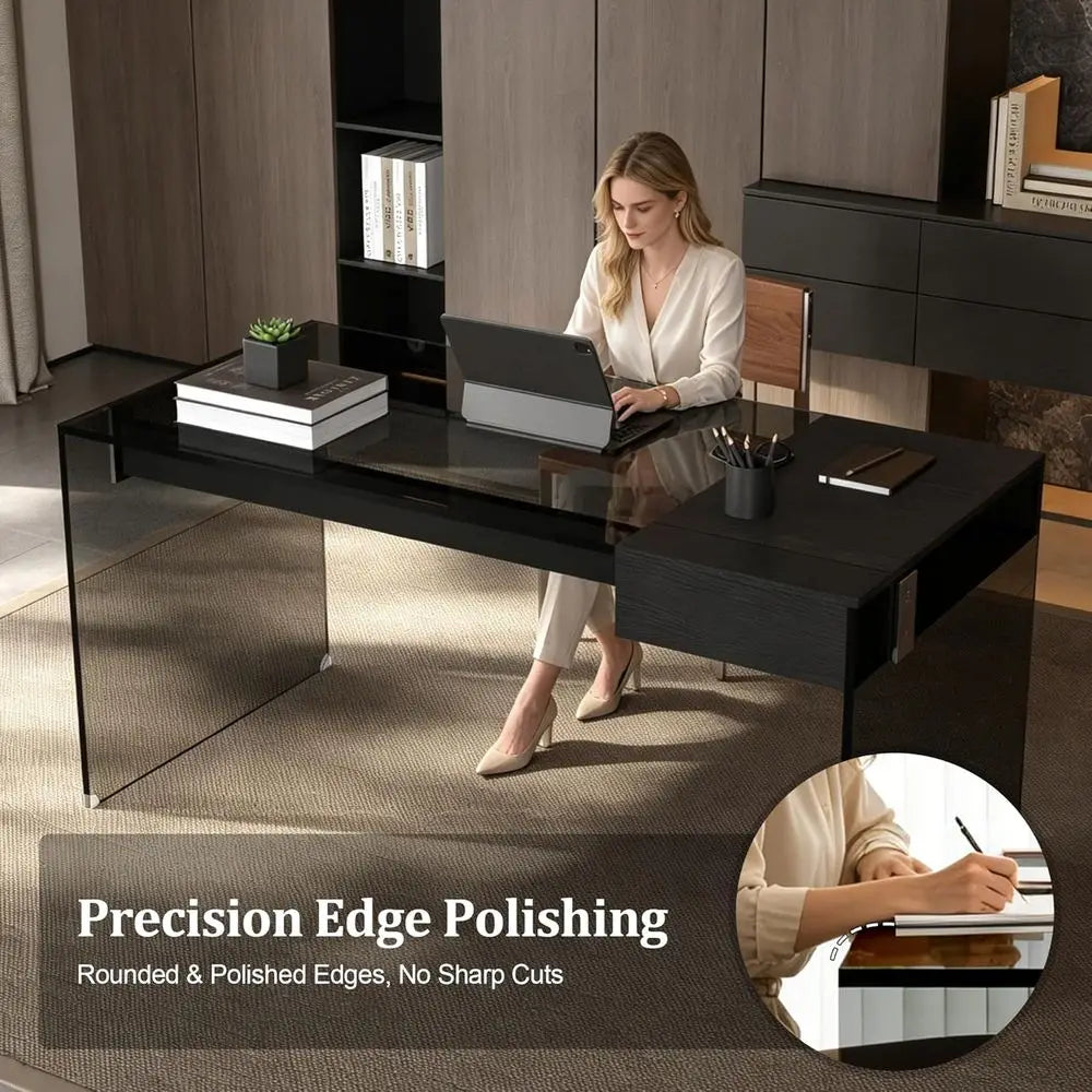 Vantry Tempered Glass Desk