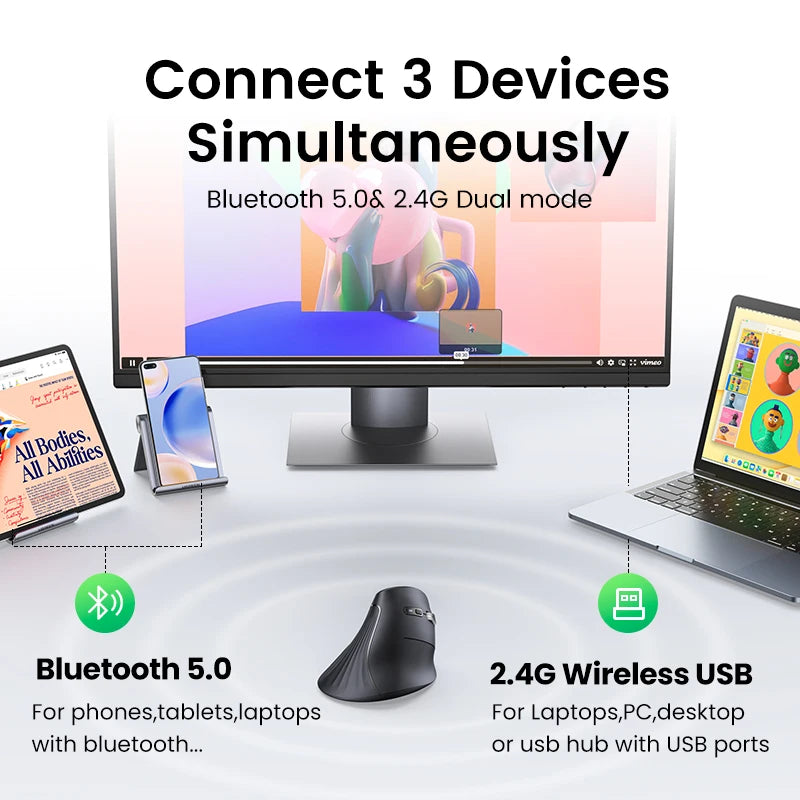 Vertical Ergonomic Wireless Mouse