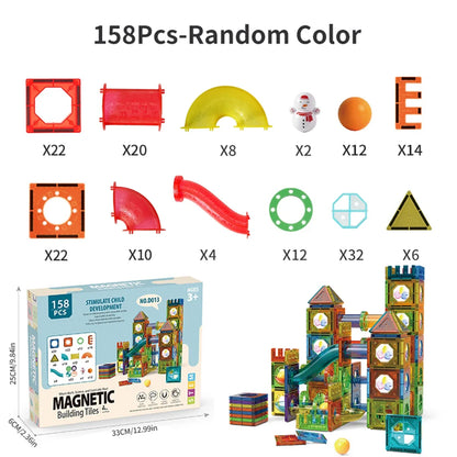 Clear Magnetic Tiles - STEM Marble Run Blocks