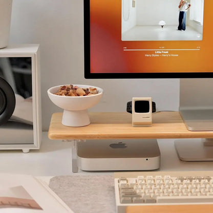 Bamboo & Acrylic Monitor Stand Riser for Desk