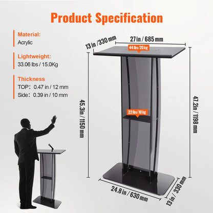 SucceBuy 47in Clear Acrylic Podium