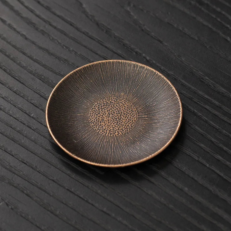Antique Alloy Teacup Coaster Set