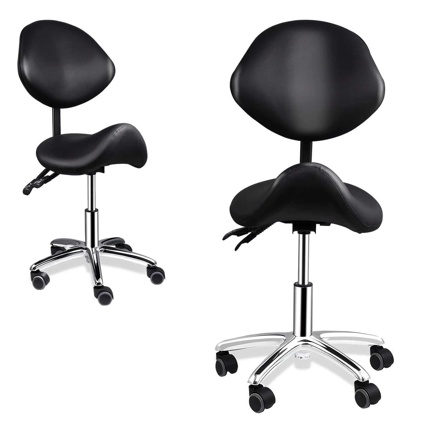 Rolling Saddle Chair with Backrest