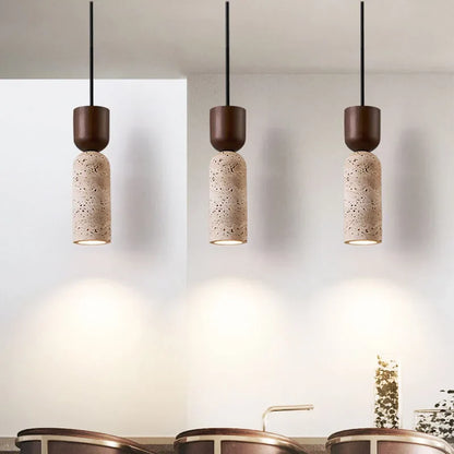 One-of-a-Kind Travertine Pendant Light