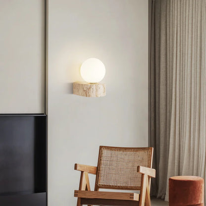 Travertine Wall Sconce: Uniquely Veined Stone