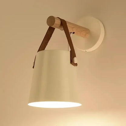 Wood & Leather Wall Sconce for Warm Bedside Glow