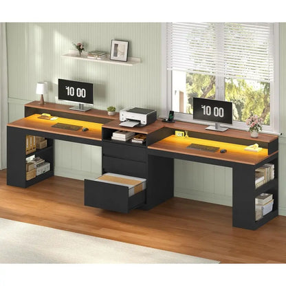 Dual-Person LED Computer Desk