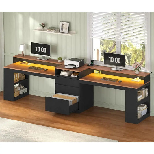 Dual-Person LED Computer Desk