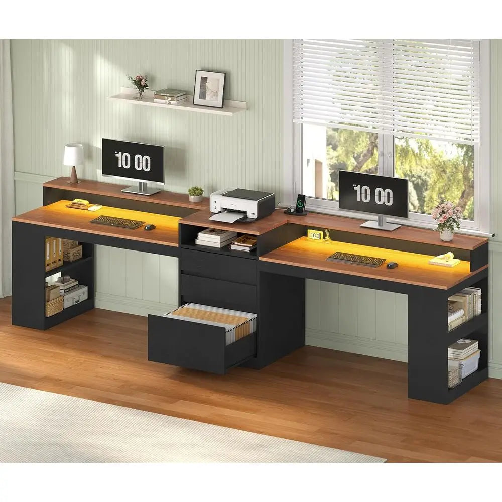 Dual-Person LED Computer Desk