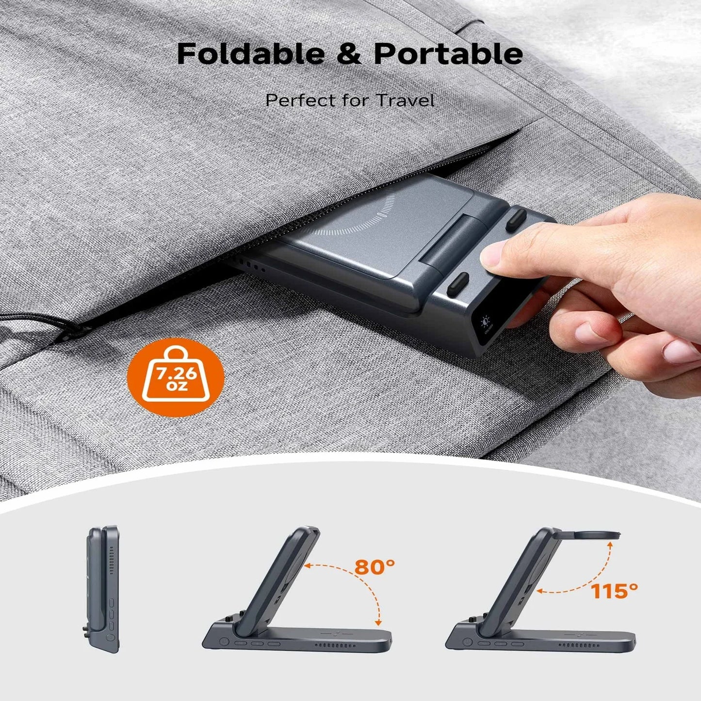 ChronoCharge Foldable 3-in-1 Wireless Charging Station