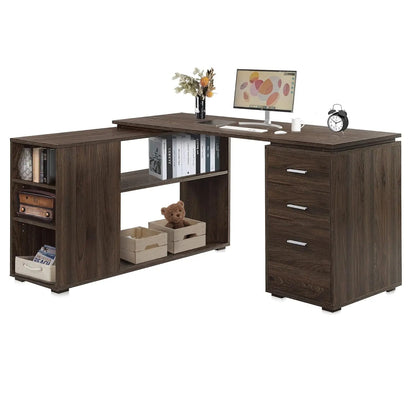 60" Dark Walnut L-Shaped Corner Desk