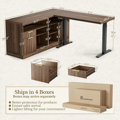 Sterling 67" Standing Desk & Bookshelf Set