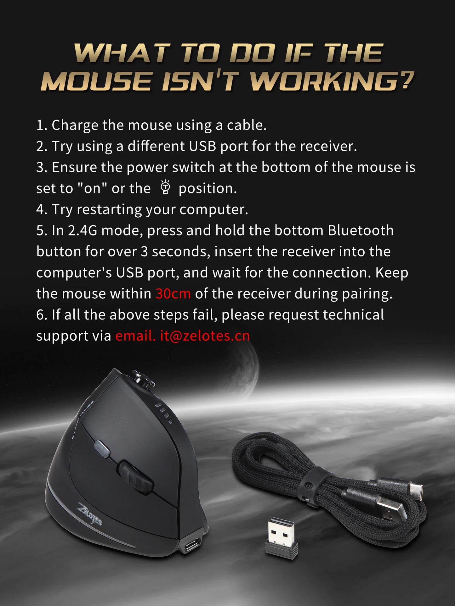 ZELOTES F18 Vertical Wireless Mouse