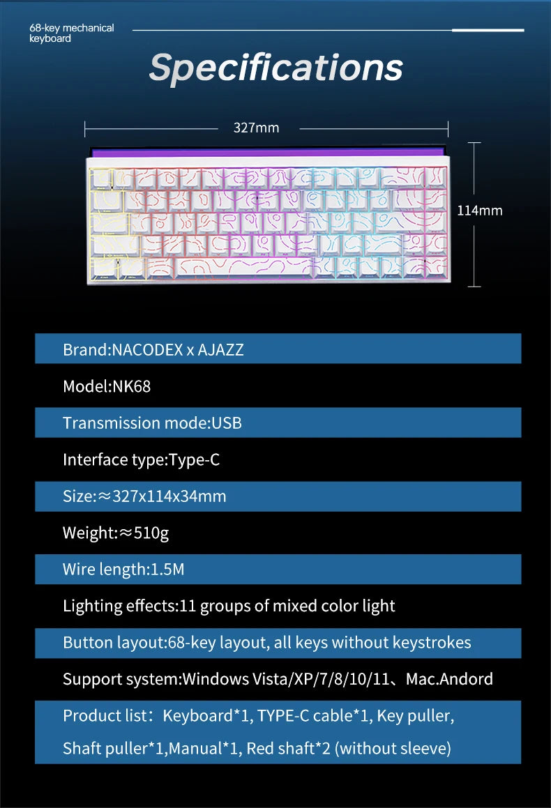 NK68 Hot-Swap Mechanical Keyboard