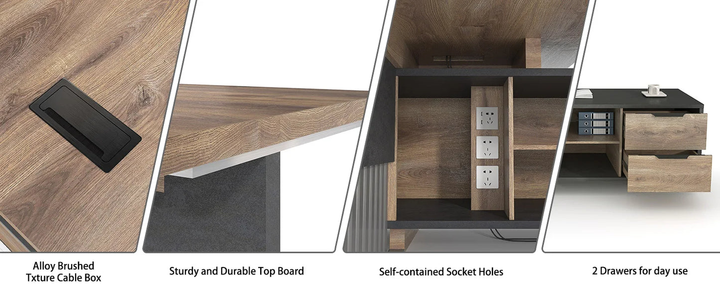 The Sovereign Grand Executive Office Desk with Integrated Storage Cabinet