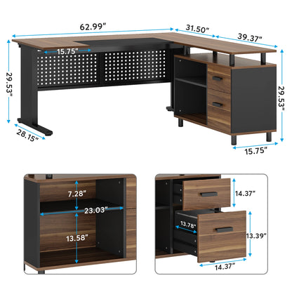 Parkview L-Shaped Executive Desk with Storage Cabinet & File Drawer