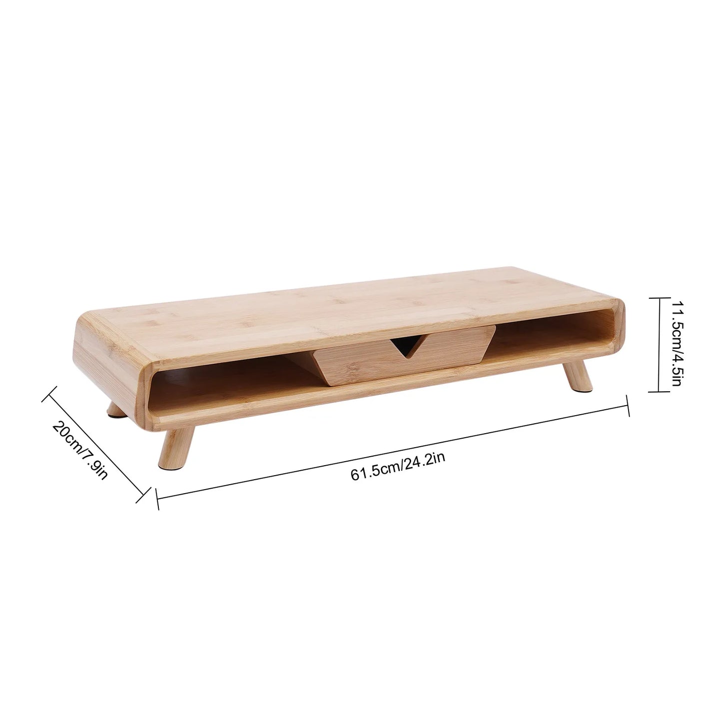 Bamboo Monitor Stand with Storage Drawer & Desk Organizer