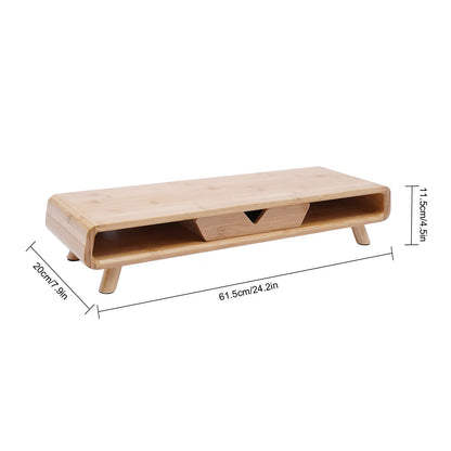 Bamboo Monitor Stand with Storage Drawer & Desk Organizer