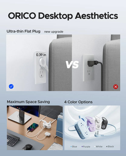 ORICO Cable-Wrap Travel Power Strip