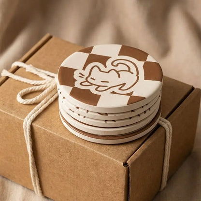 Cartoon Cat Diatom Mud Coaster