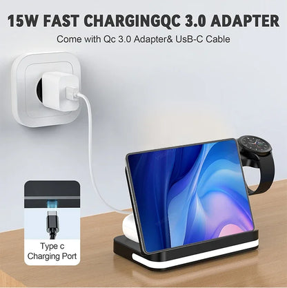 AuraCharge Pro 6-in-1 Wireless Charging Station with LED Clock