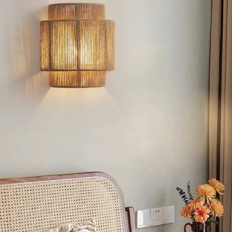 RattanGlow Handwoven Wall Sconce