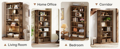 Ashcroft 6-Tier Bookcase with Adjustable Shelves & Storage Cabinet