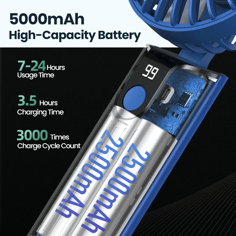 Rechargeable Mini Handheld Fan, 3 Speeds
