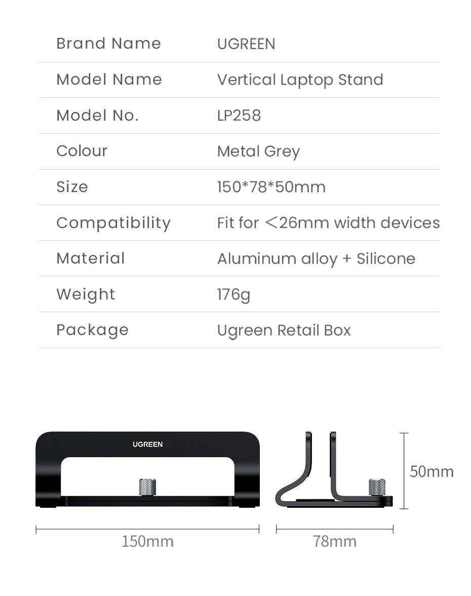 Adjustable Aluminum Vertical Laptop Stand