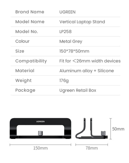 Adjustable Aluminum Vertical Laptop Stand