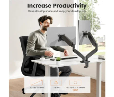 Gas Spring Dual Monitor Arm