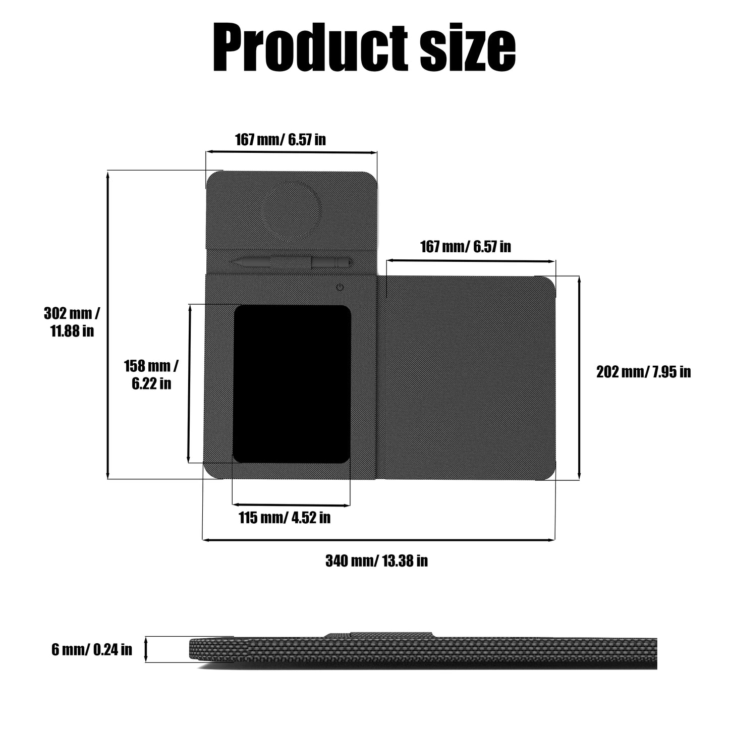 Foldable Charging Mouse Pad with Writing Tablet