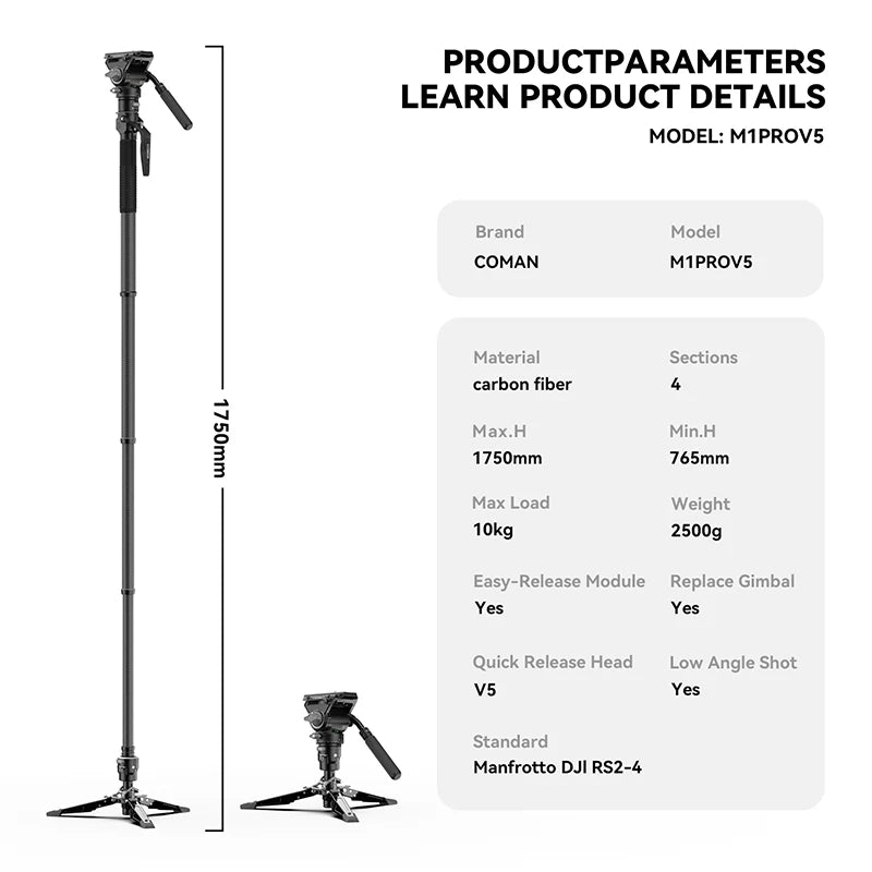 One-Click Carbon Fiber Monopod