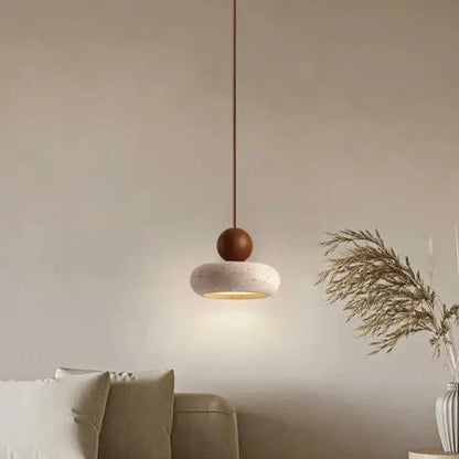 Stone & Wood Pendant for Warm Ambient Glow