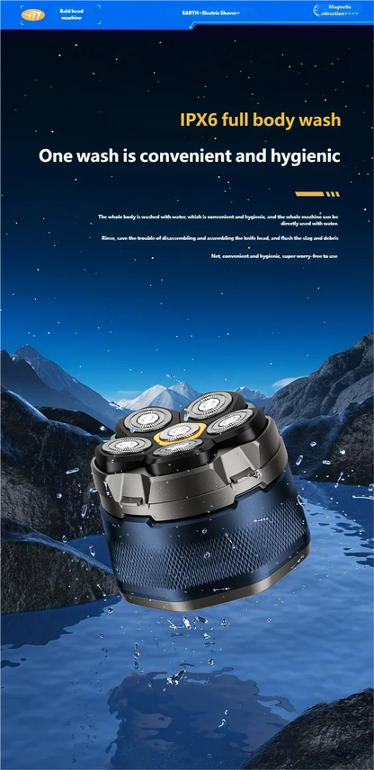 6D Waterproof Head & Face Shaver for Men
